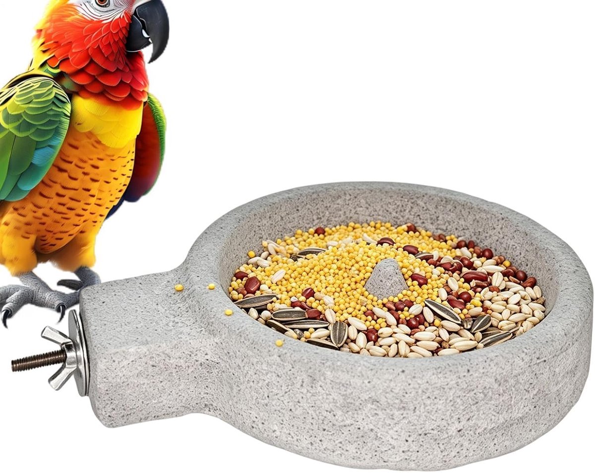 Vogelvoerbak 10cm Puimsteen No-Tip Papegaaien Gerechten