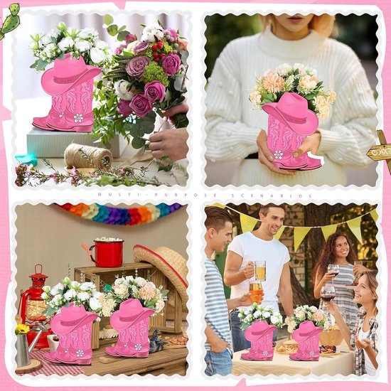 Dozen Set - 25 cm Westerse Feest Tafelopzetstukken, Rustieke Bloemencontainers, Decoratieve Laarzen Dozen | Landelijke Stijl Decoratieset — afbeelding 3