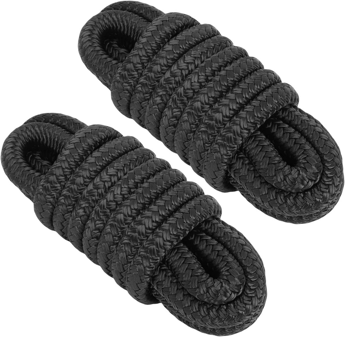 Dubbel Gevlochten Nylon Bootkabelset, 2 STUKS Bootdoklijnen voor Het Afmeren van Scheepstouwen, 9,5 Mm X 4,5 M (Zwart)