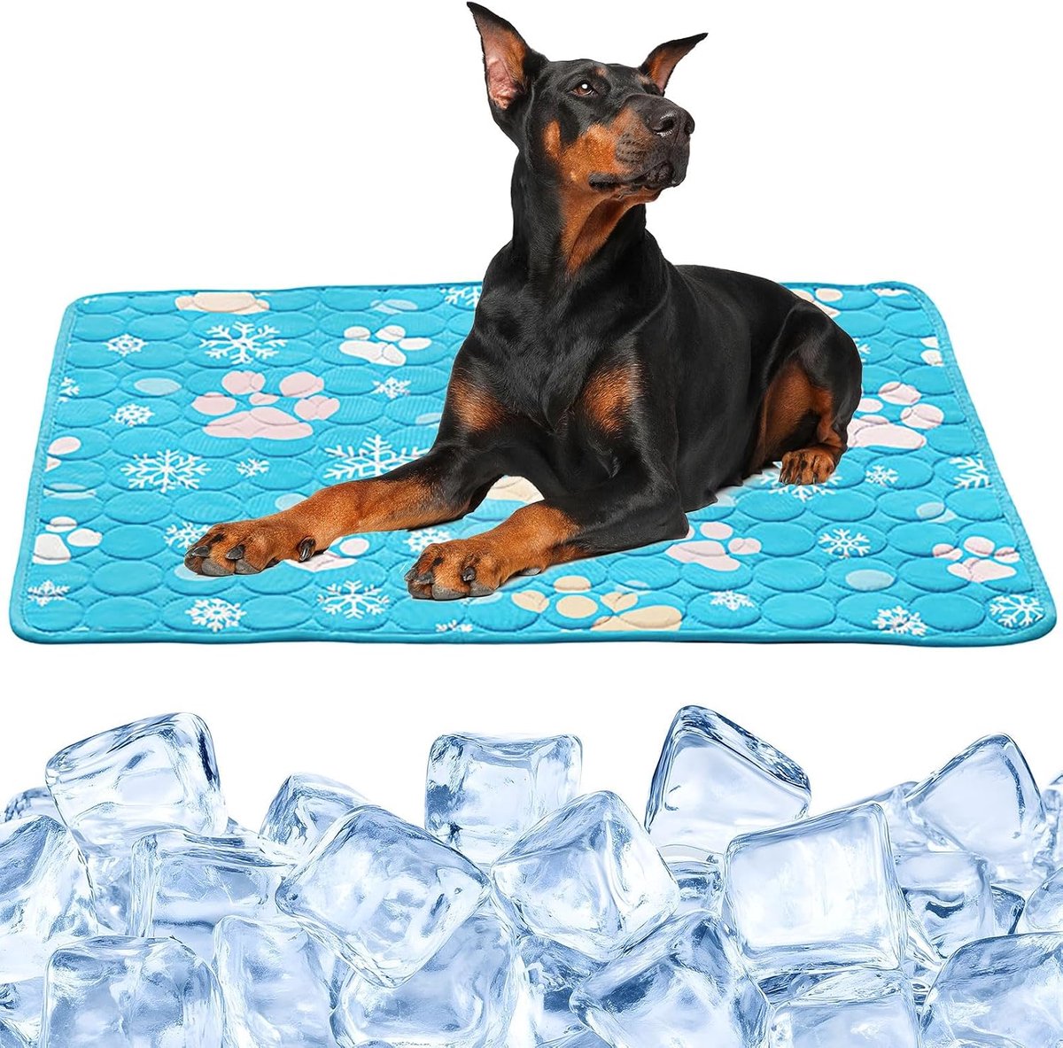 Koelmat voor honden en katten, zelfkoelende hondenmat, koeldeken voor honden en katten, zelfkoelende mat voor huisdieren, zomerkoelkussen voor buiten, auto, binnen (blauw 3, 150 x 100 cm)