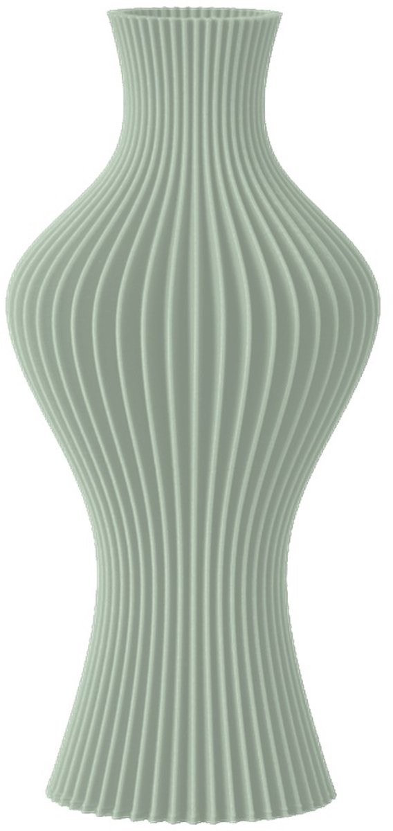Layvo Flint Vaas - Salie - 20 cm - droogbloemen vaas - gegroefde vaas - gerecycled plastic