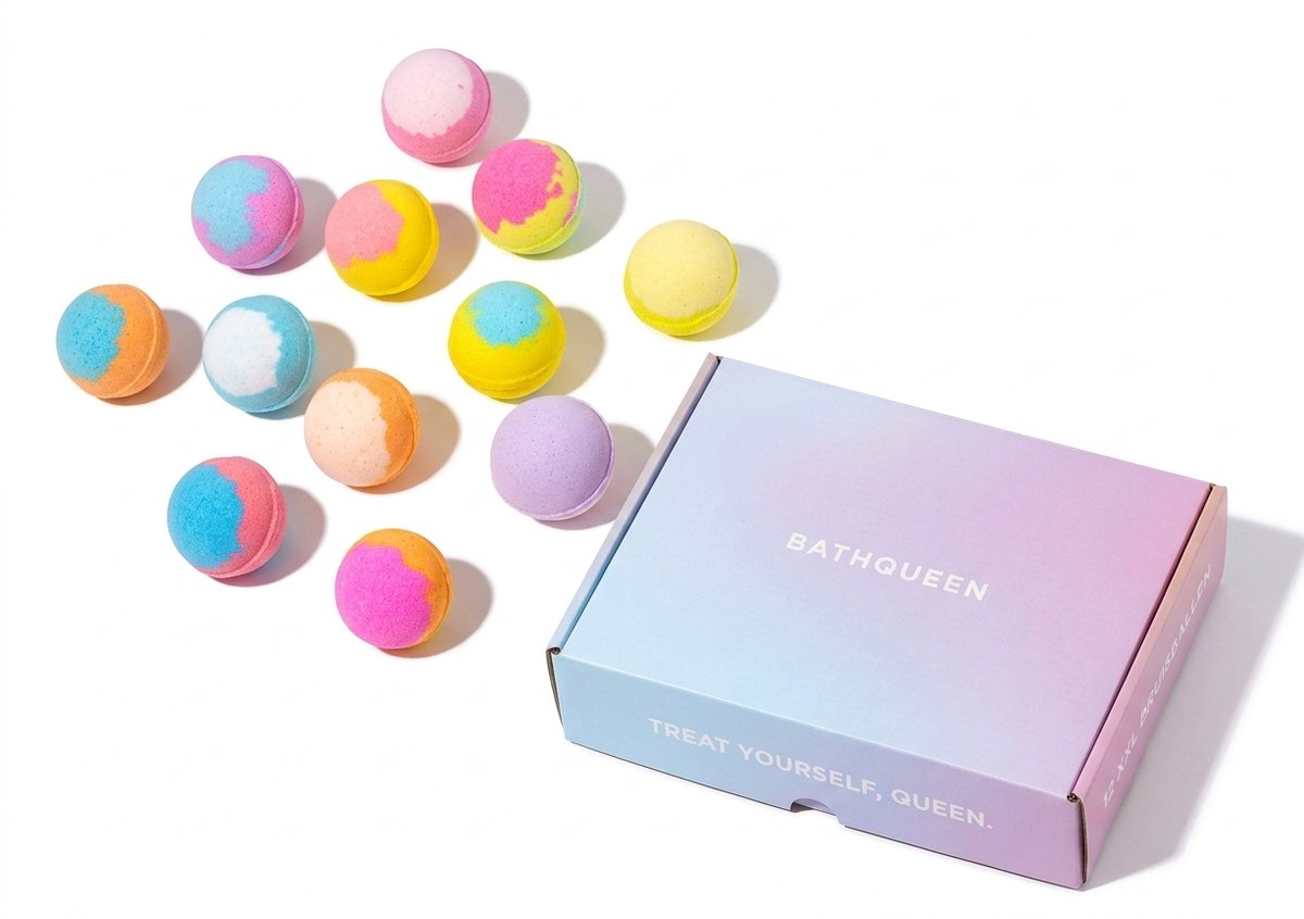 BathQueen XXL Bruisballen - set van 12 - 100g per stuk - bath bombs