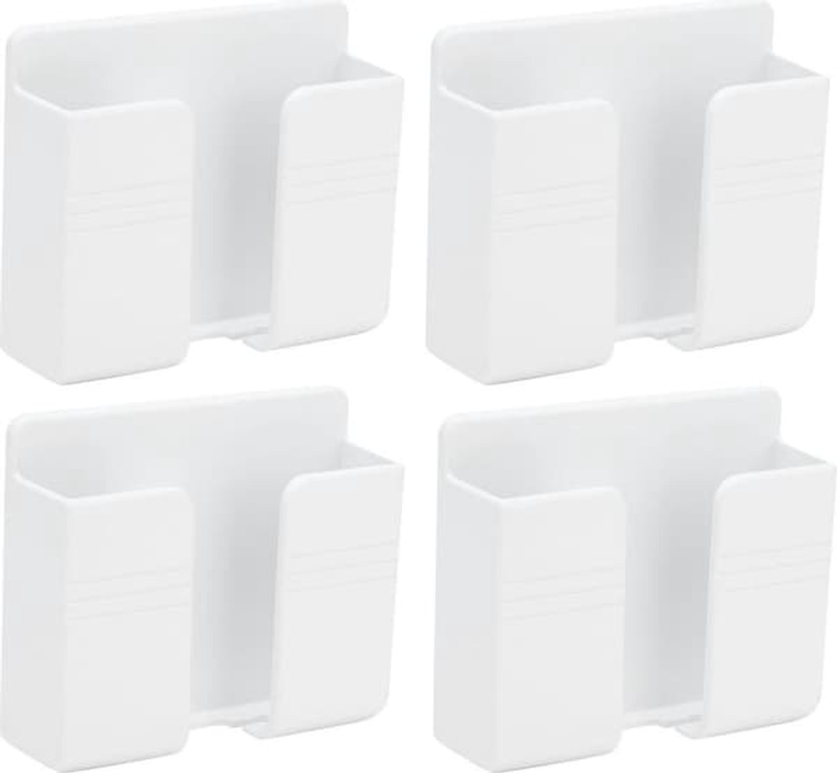Set van 4 wandplanken, geen boren nodig, inclusief afstandsbediening, oplaadstation voor mobiele telefoons, horizontaal gestreept ontwerp.