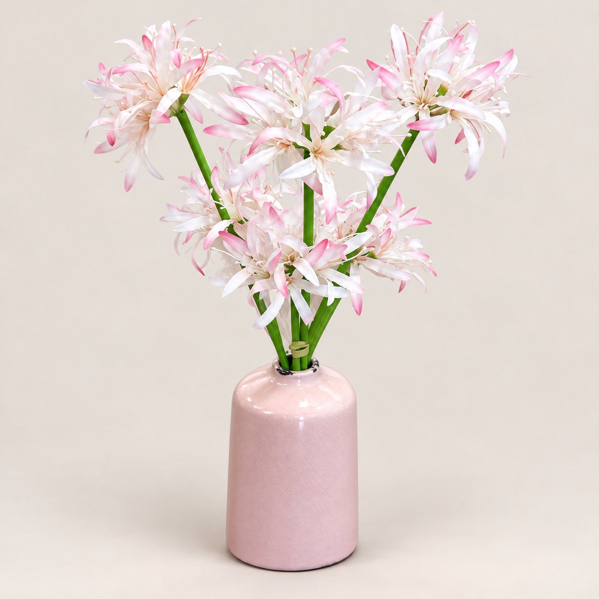 Steelbloem - kunstbloem lelie 2 bloemig 34 en 50 cm zalm roze - 3 stuks