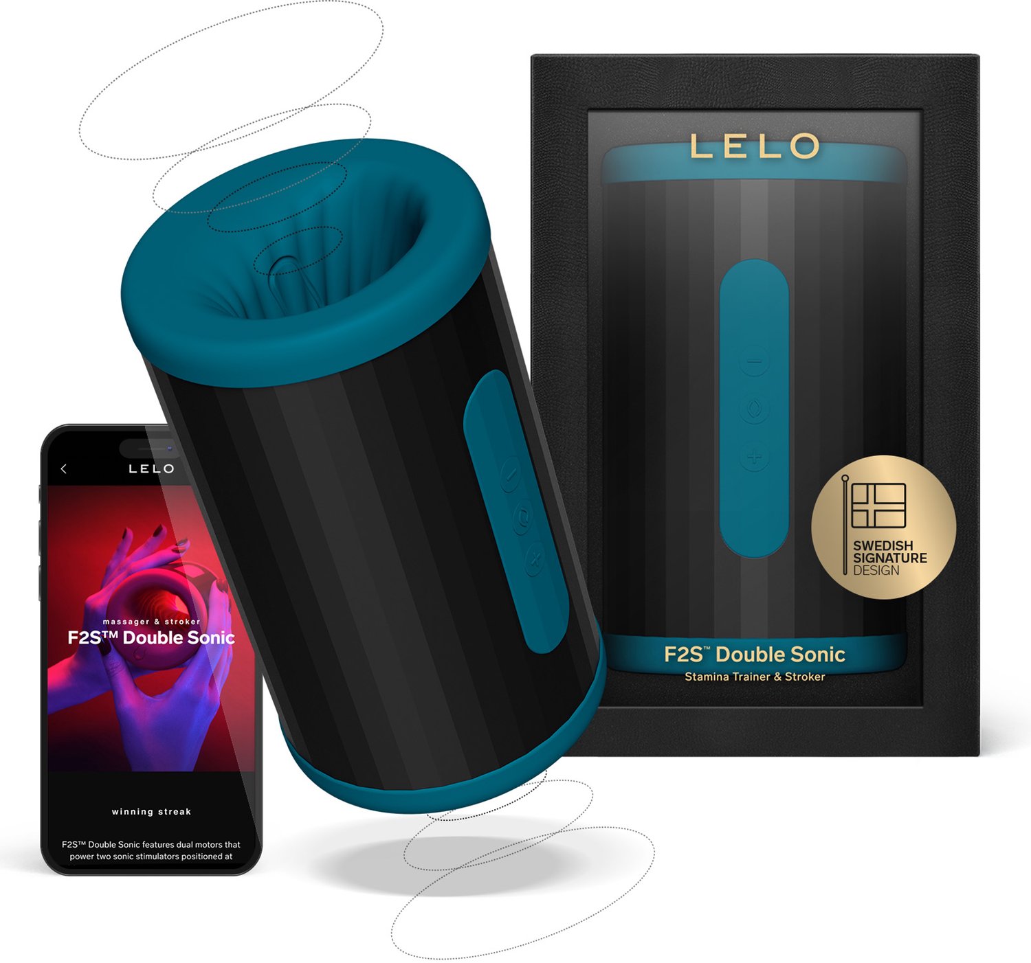 LELO F2S Double Sonic – Mannelijke Masturbator – App-Gestuurd – Humanize-modus - Teal