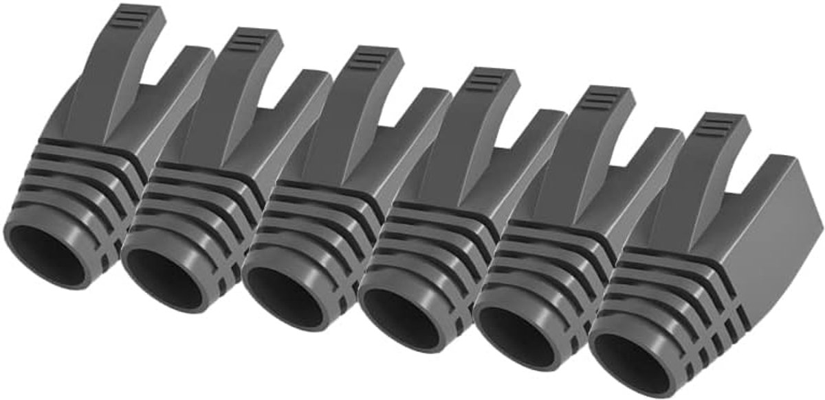 50 Pcs Cat7 Cat7A Cat8 Strain Relief Boot, RJ45 Plug Connector Cover Modular Network Plug Connector Cap Cable Connector Boots, DarkGrey