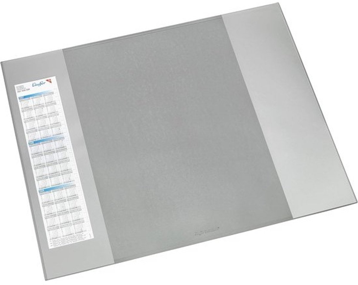 Grote bureauonderlegger grijs - antislip beschermmat 52x65 cm met opbergvakken en kalender