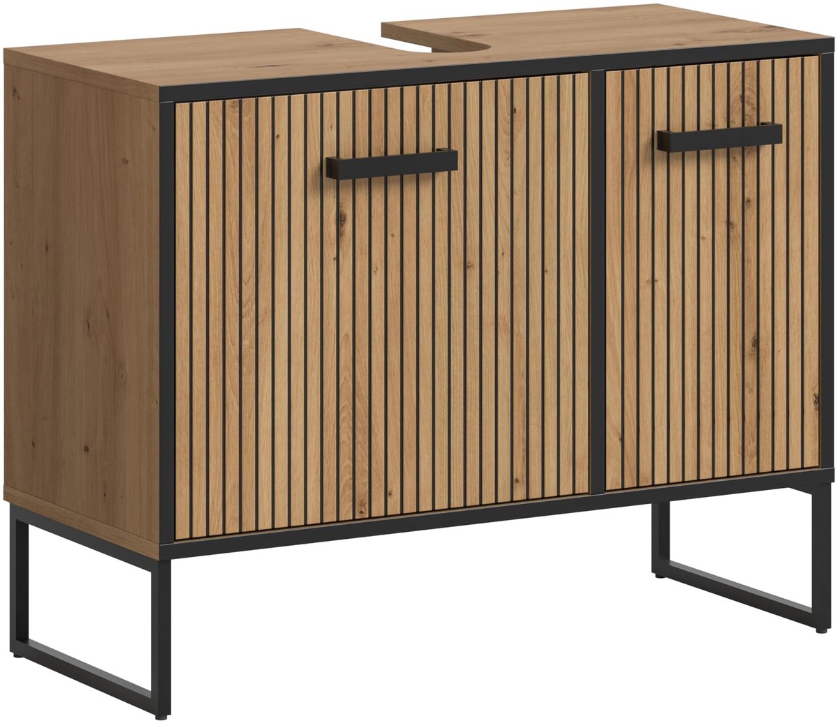 Wastafelonderkast 80 x 63 x 36 cm - Artisan Eiken replica - 2 deuren, 4 vakken - Veel ruimte onder de wastafel - ShopVlot