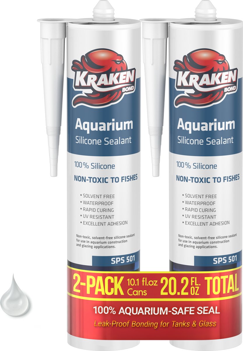 Kraken Bond Aquarium Siliconenkit Transparant 300 ml – 2 stucks – 100% Silicone – Waterdichte Afdichting – Sterke Hechting – Voor Aquaria & Glas