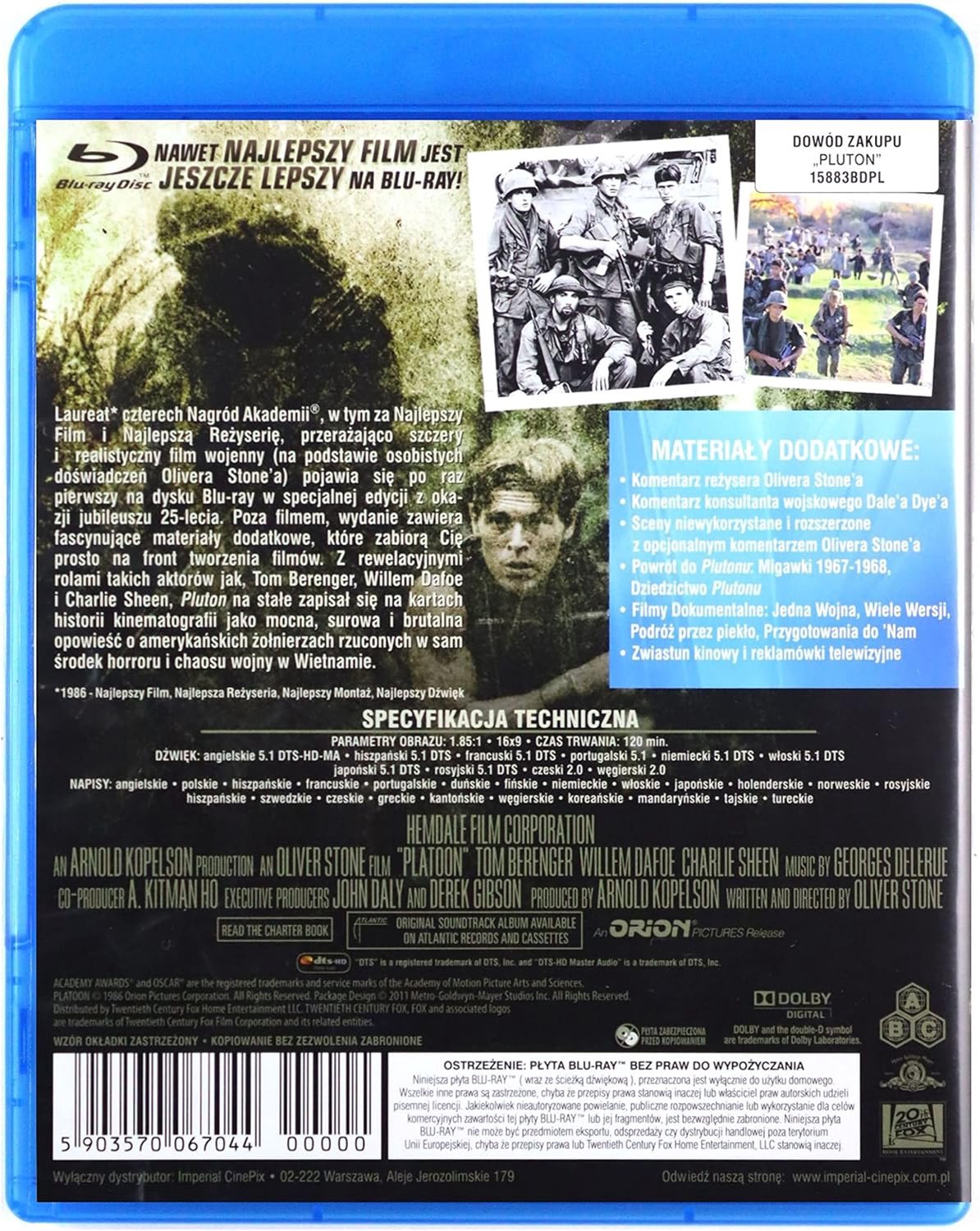 Film Platoon [Region B] - Nederlandse ondertiteling - Oorlogsdrama - Indrukwekkend verhaal - ShopVlot