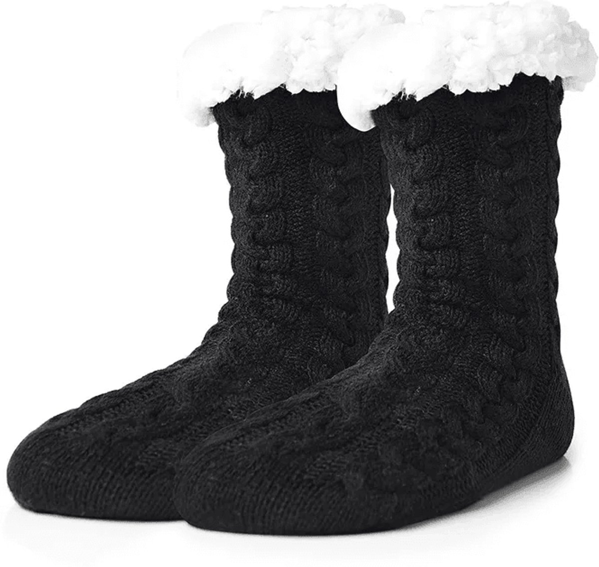 Huissokken Dames en Heren - Warme Sokken - Fleece Sokken - Dikke Sokken - Fluffy Sokken - Verwarmde Sokken - Gevoerde Sokken - Antislip Sokken - Winter Sokken - Slofsokken - Bedsokken - Zwart