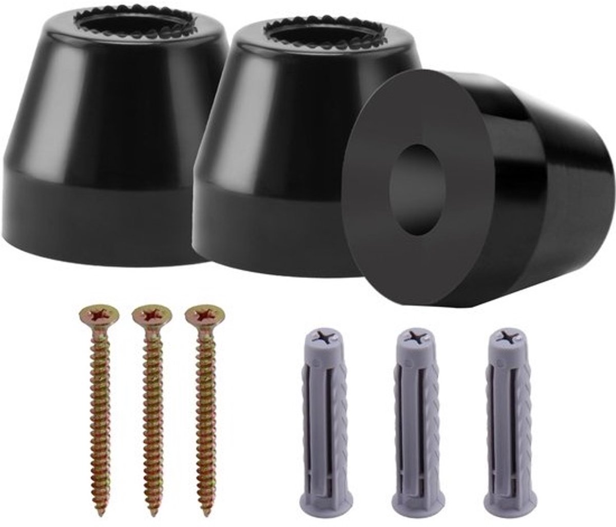 Dailygoods - Set met 3 rubberen deurstoppers - Voor montage aan de muur