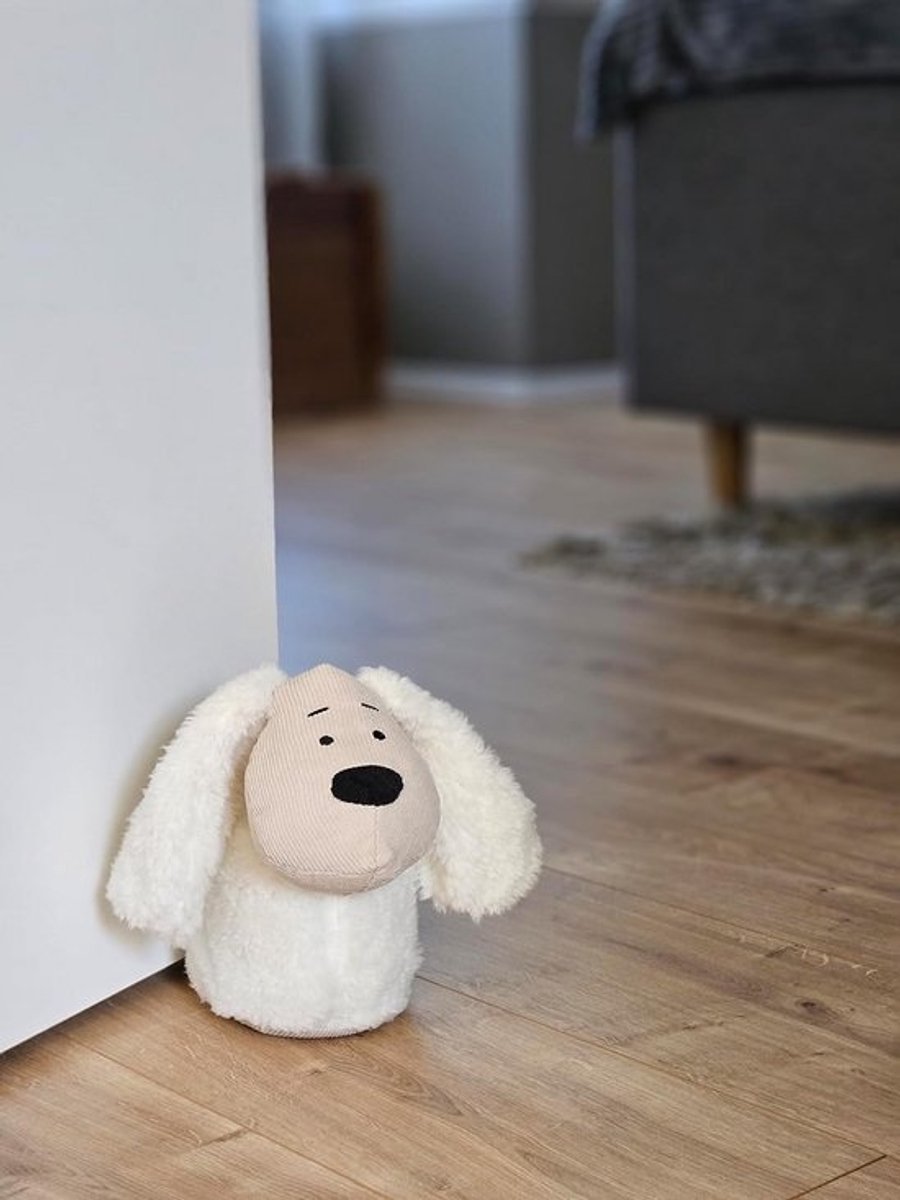 Dierenvorm Deuropener - met Zandvulling - Stoffen Deurstop Beige