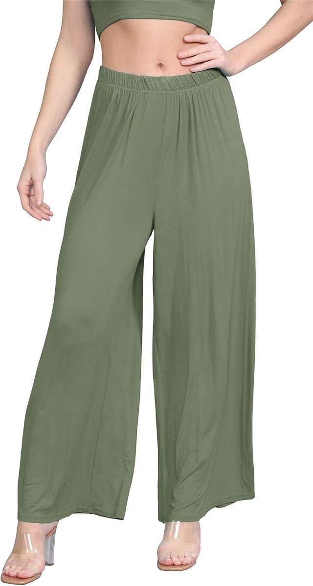 Effen wijde pijpen uitlopende Palazzo casual basic baggy zomerbroek broek