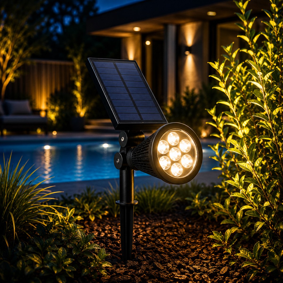 Kern Solar - LED Tuinspot op Zonne-energie - 240 Lumen - Warm wit - Weerbestendig