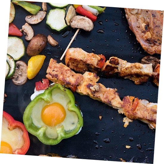 2 Stuks Bbq Ovengrillmatten Antiaanbaklaag Hittebestendige Barbecueplaten Voor Eenvoudig Schoonmaken Herbruikbare Mattenset Van Glasvezel — afbeelding 2