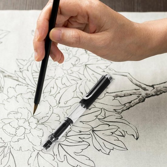 3 Stuks Piston-gevulde Chinese Kalligrafie Vulpen met Flexibele Penseelpunt Navulbare Inktschilderpen voor Tekenen Schetsen Japanse Kalligrafie Kunst — afbeelding 2