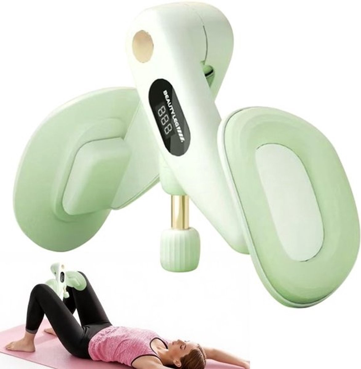 Dijbeentrainer bekkenbodemtrainer - Heuptrainer - Thuisfitness - 360 graden draaibaar - 23x12x11 cm - Groen