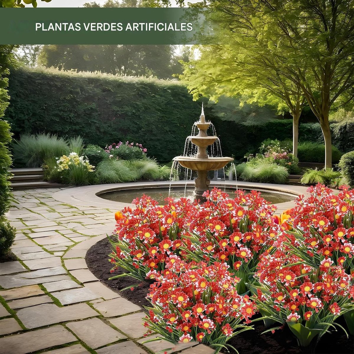 Kunstplanten, kunstmatige struiken, groene decoratie, uv-bestendig, voor binnen en buiten, tuin, bloempot, huis