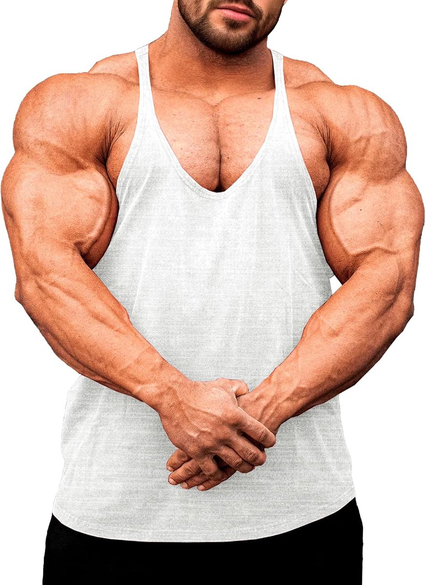 Heren Fitness Stringer Spier Tank Top, Y-Back Gym Drager Shirt, Bodybuilding Spiershirts Mannen Sneldrogend
