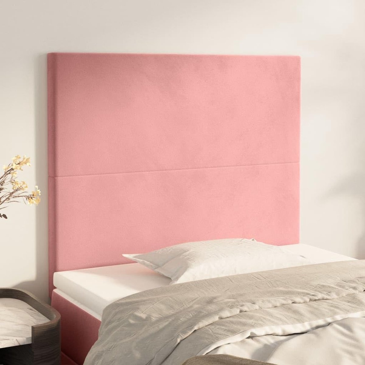 Hoofdborden, 2 stuks, roze, 90 x 5 x 78/88 cm, fluweel, voor de slaapkamer, hotel, hoofdeinde, werkkamer, voor slaapkamer, tweede slaapkamer, hotel