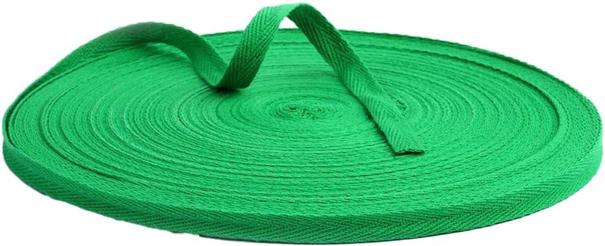 Riem twill 100% katoen riem 20 m Herringbone Tape Ribbon Cotton Twill Tape Ribbon katoen biasband naadband katoenen band decoband voor doe-het-zelf handwerk groen 10MM