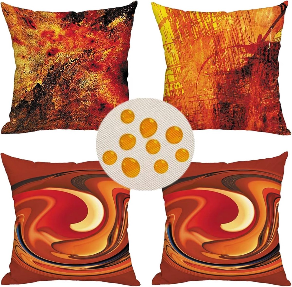 Outdoor kussenhoezen 20x20 inch set van 4 waterbestendige decoratieve kussenslopen linnen materiaal, bedrukte kussenslopen, voor tuinbank slaapkamer, 50 cm x 50 cm fantasie landschap