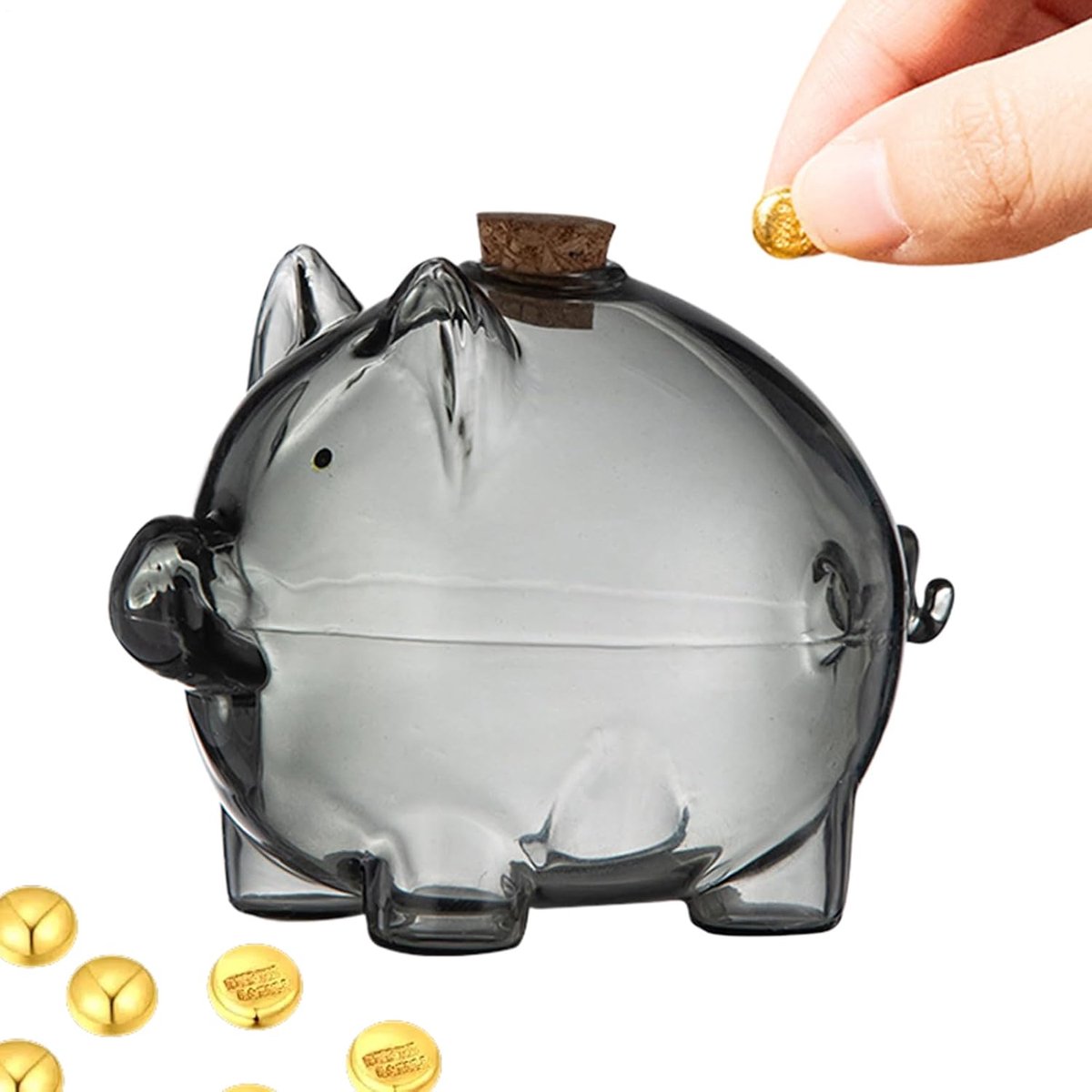 Pot muntenbank - spaarpot gouden bonen opbergfles, wensfles spaarbank | Schattige heldere gouden bonencontainer, varkensvorm spaarpot voor boekenplank, displaystandaard, bureaudecoratie