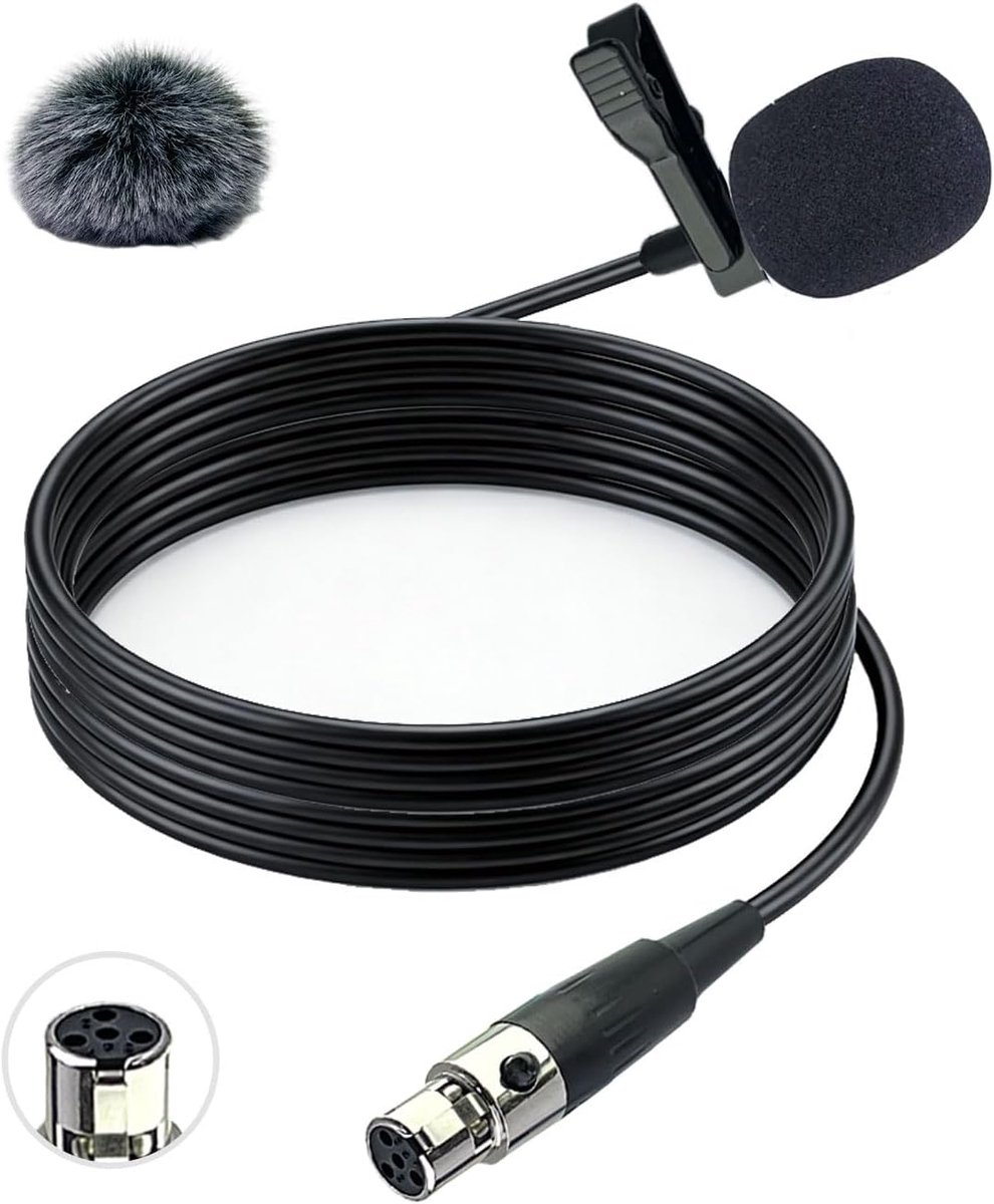 Reversmicrofoon compatibel met Shure draadloze zender, unidirectionele condensatormicrofoon voor presentatoren omroepen docenten, mini XLR TA4F-stekker