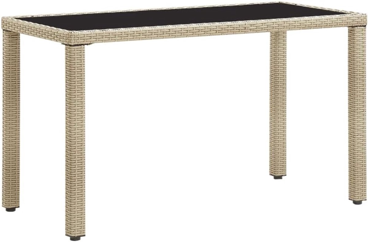 Outdoor tafel, tuintafel, balkontafel, tuintafel, tuintafel, beige, 123 x 60 x 74 cm, polyrotan tafel voor tuin, terras, balkon