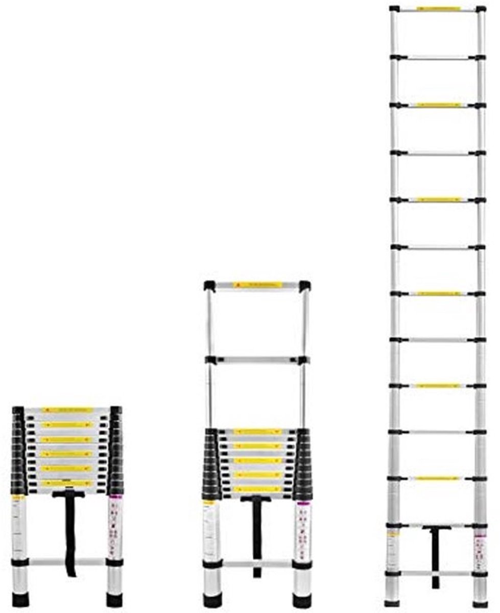 Telescopische ladders - Aluminium - Multifunctionele telescoopladder - 13 treden - Antislip