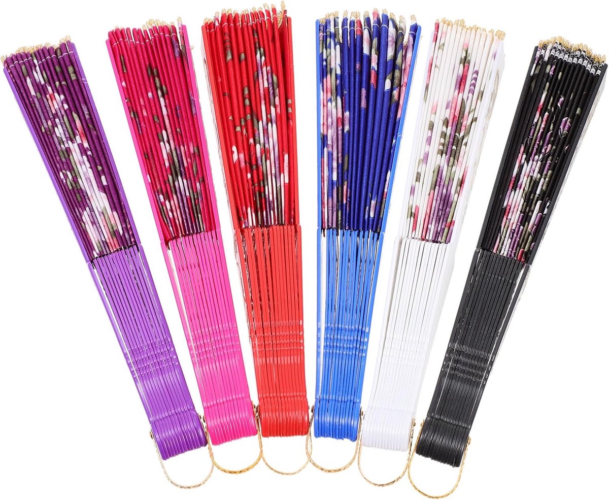 Opvouwbare Chinese Waaierset Van 6 Stuks Foto-accessoire Waaier Voor Dansfeesten Verjaardagen Levendige Kleuren En Vakmanschap