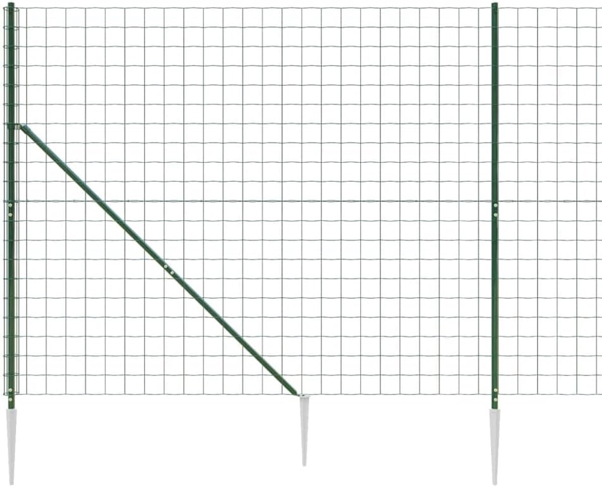 Gaashek hek met bodemhulzen complete set tuinhek steekhek vijverhek draadhek hek dierenverblijf hekelementen metalen hek buitenomheining omheining omheining afrastering grootte: 1,6 x 25 m (H