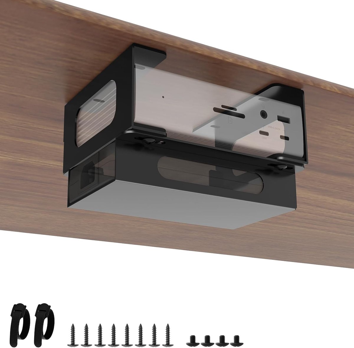 Onder Bureauhouder Compatibel met CalDigit TS4/TS3 Plus/TS5 Dock+ Power Bricks Verstelbare Onder Bureauhouder voor Thunderbolt 4/3/5 Docking Station Montagebeugel met Kabelbinders en Schroeven
