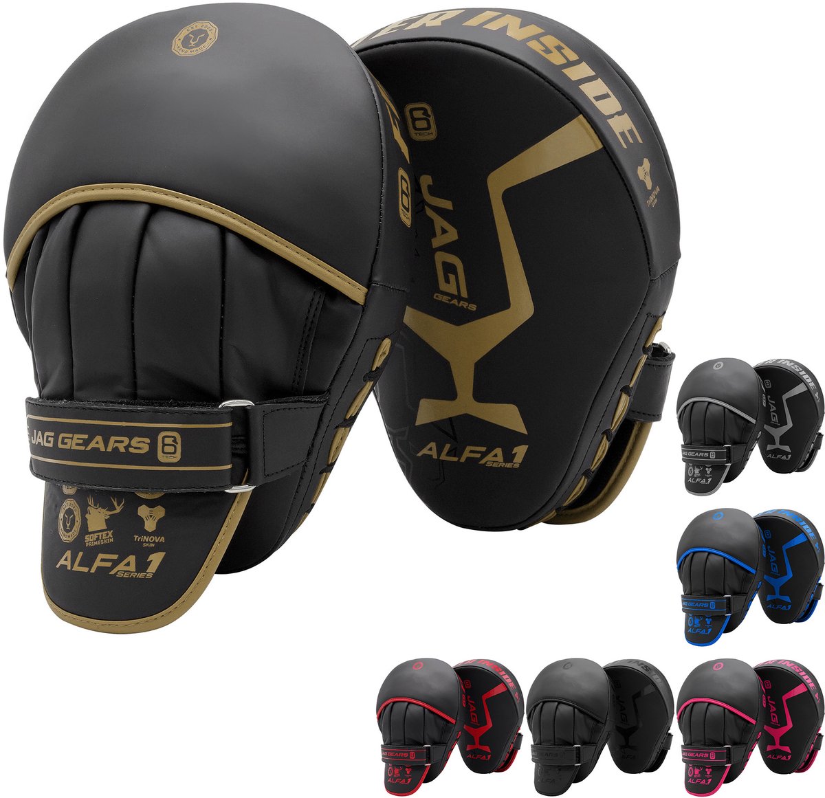 JAG Gears - ALFA-serie - Handschoenen - Pads - Bokspads - Focus Pads - Gouden Set