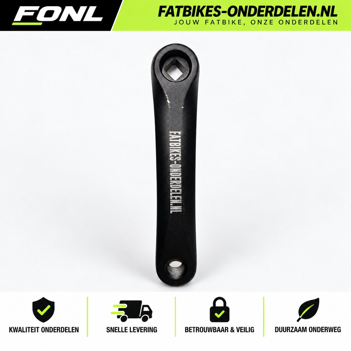 FONL Traparm Fatbike Los - Crankarm Vervanging voor Ouxi V8, H9 en QMWheel V20 - Pedaalarm Elektrische Fiets - Zwart