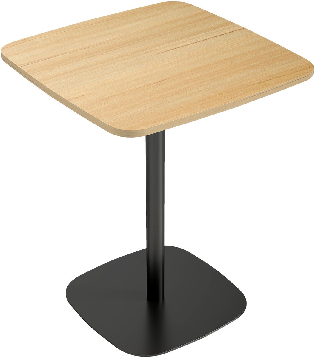 Homona Vierkante eettafel - Met MDF-blad met houtfineer en stalen voet - 60 x 60 x 75 cm - Houtlook/Zwart Bruin