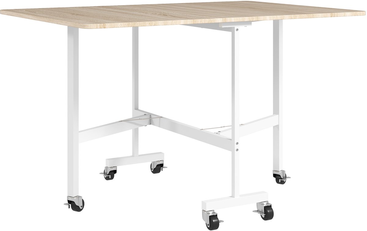 Homona Klapbare eettafel - Voor 6 personen - Met 6 wielen en remmen - 120 x 80 x 73 cm - Eiken