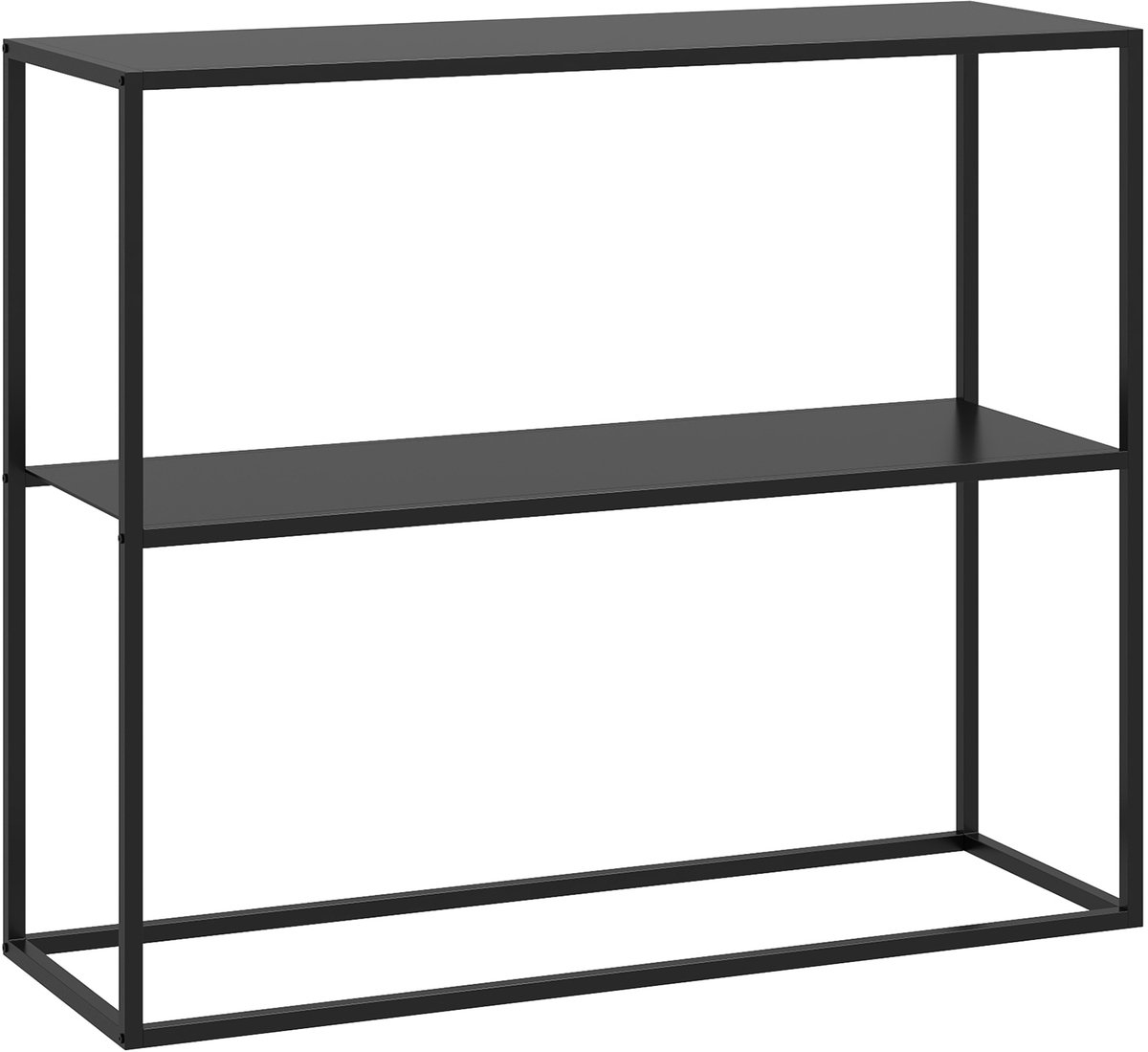Homona Konsolentafel - Met 2 legplanken - Van staal - 90 x 30 x 75 cm - Zwart