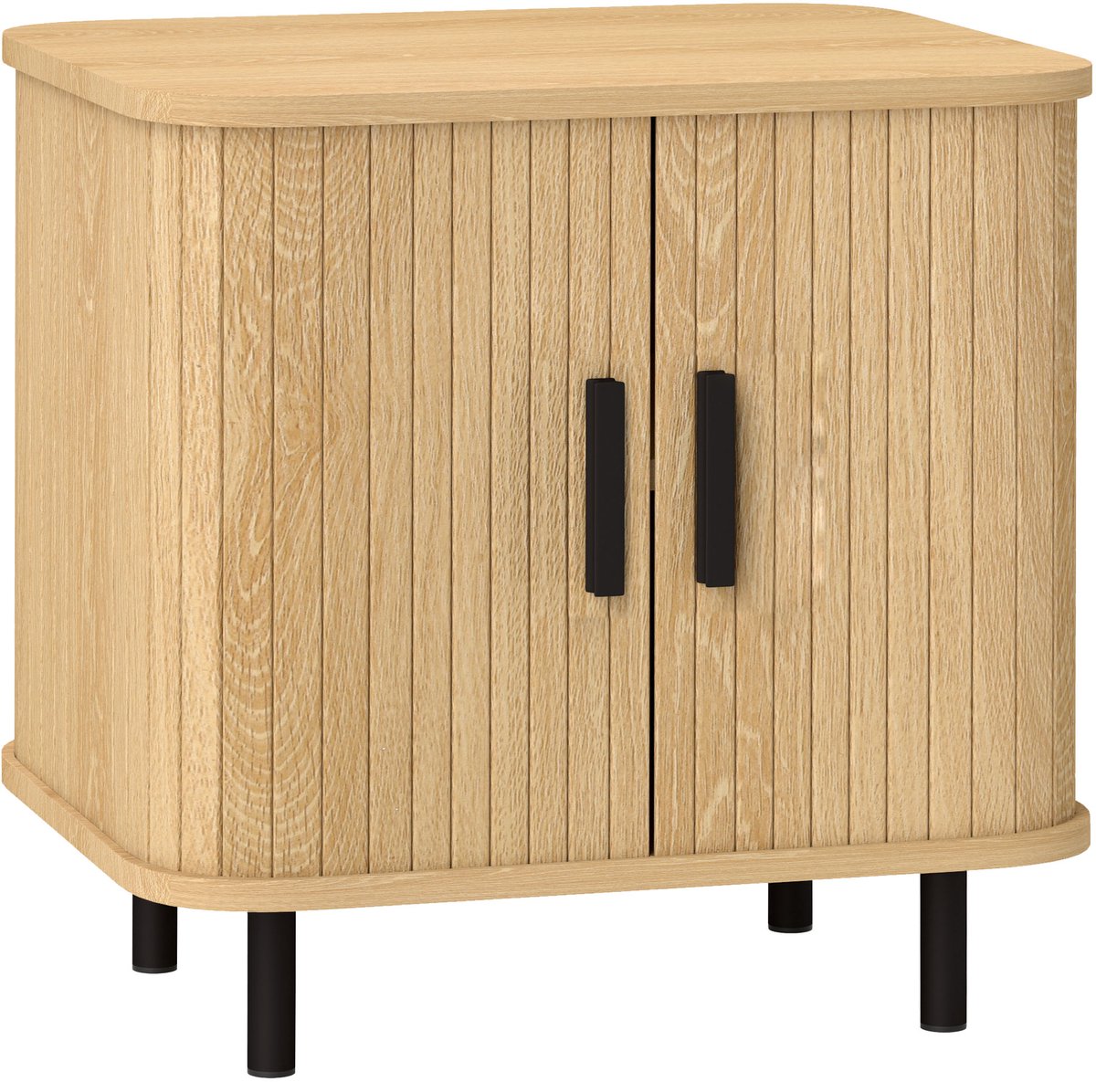 Homona Nachttisch met schuifdeuren - Met 2 opbergvakken - Eikenkleurig - 48 x 40 x 48 cm