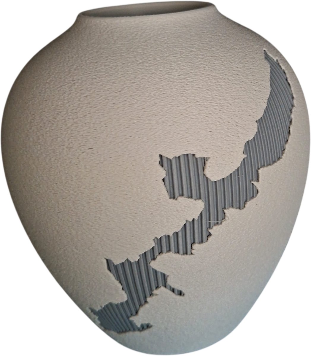 Sieraad & Zo van Mo Kinstu Nihon Vaas | Bottenwit met Asgrijs | 20cm Hoog