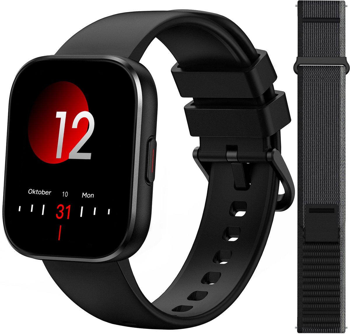 Sytifro Smartwatch Dames met 2 Verwisselbare Bandjes - Bluetooth Bellen - 1.83 Inch HD Scherm - Hartslagmeter - Slaapmonitor - Stappenteller - IP68 - Geschikt voor iOS & Android - Zwart