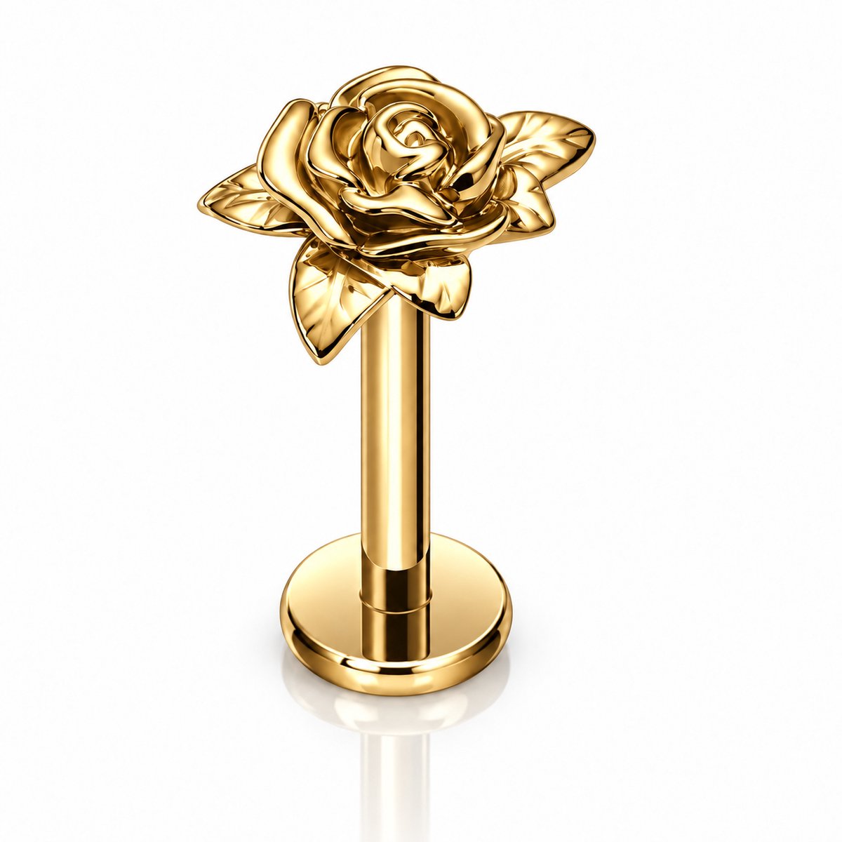 Maevi® Piercing voor Oor - Kleur: Zilver - Formaat: 1.2 x 8 MM - Tragus / Kraakbeen / Helix / Conch - Oorpiercing - 18K Goldplated / Titanium - Hoge Kwaliteit - Labret - Luxe Sieraad - Oorbellen - Roos / Rose / Rozen / Bloem - Incl. Luxe Verpakking