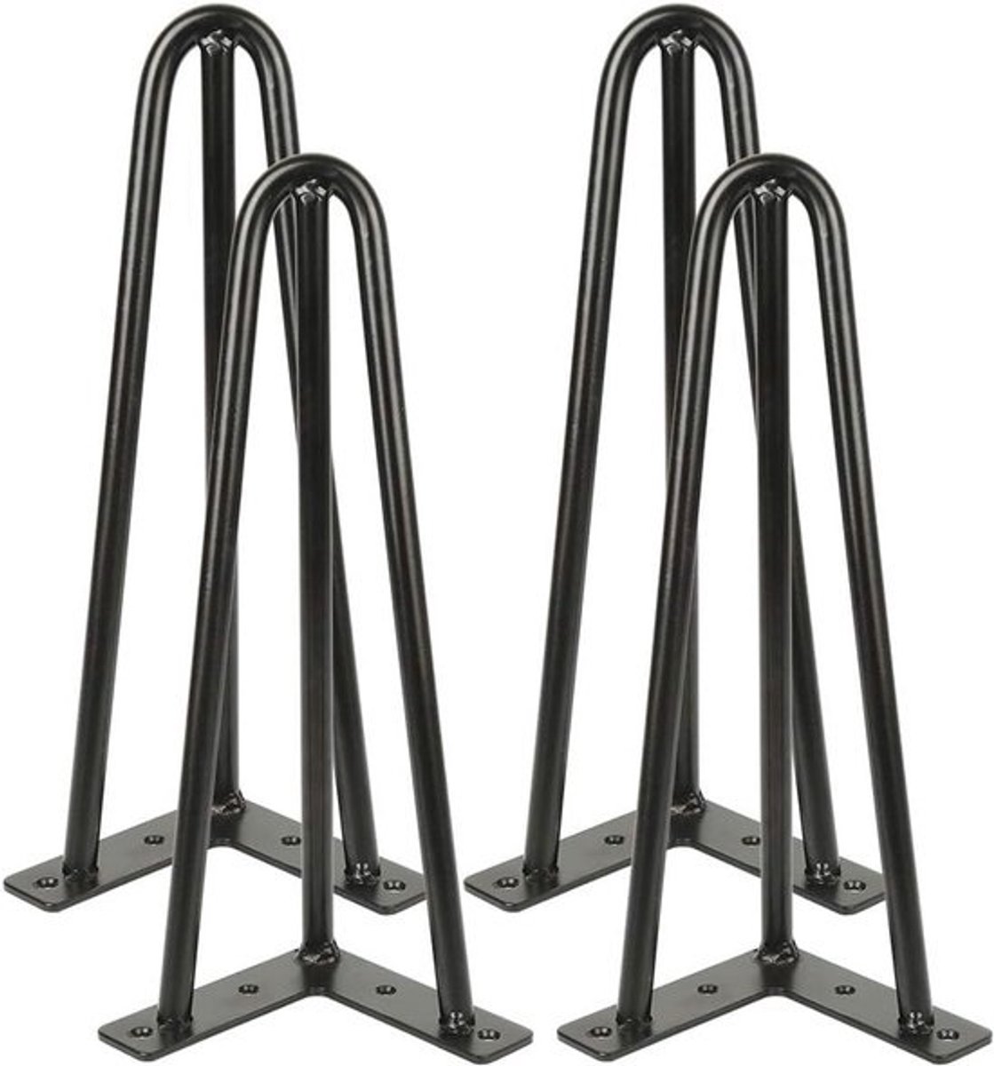 Set van 4 tafelpoten 30 cm zwart metaal - stevige haarspeldpoten voor DIY-meubels