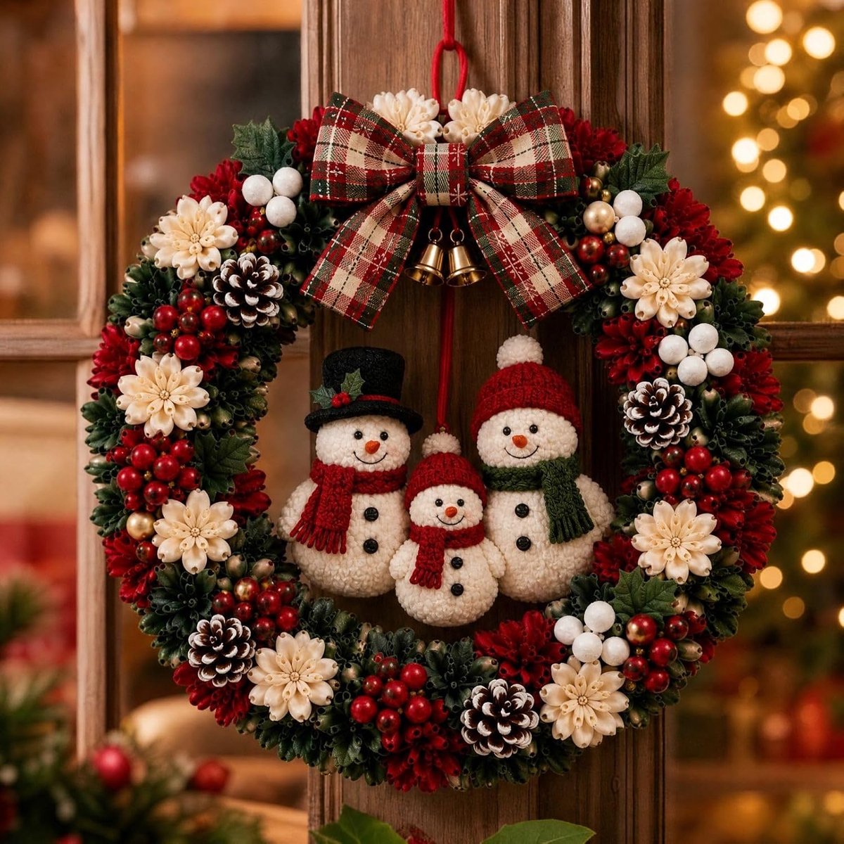 DIY Kerstkrans Pakket met Sneeuwpop - Complete 3D Stoffen Krans Maken Set - met alle Benodigdheden - Kerstkrans Zelf Maken - DIY Handwerkset - Kerstcadeaus - A – foto 3