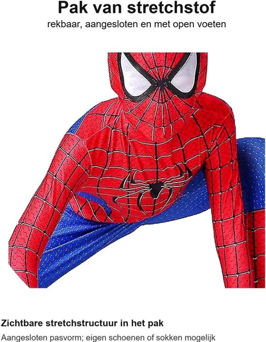 Jobber Toys Superheldpak Kind - Spinnenjongen 98/104 met 2 Maskers — afbeelding 6