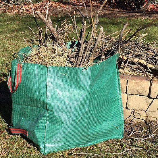 Vierkante Tuinafvalzak - 270 Liter (65 x 65 x 65 cm) - Stevige PP Geweven Bladerenzak met Handvatten - Herbruikbare Tuinzak voor Bladeren, Takken & Gras - Groen — afbeelding 3