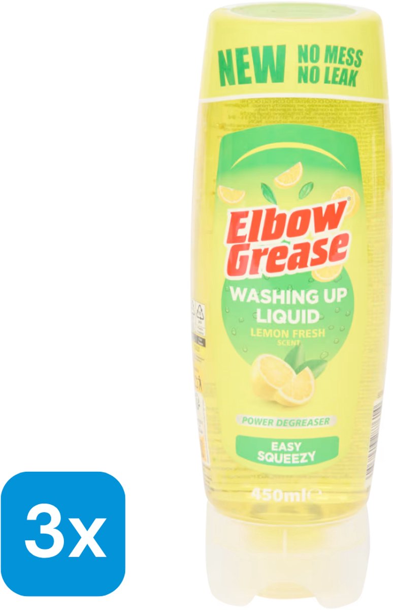 3x Geel Elbow Grease Afwasmiddel - Met krachtige ontvettende werking