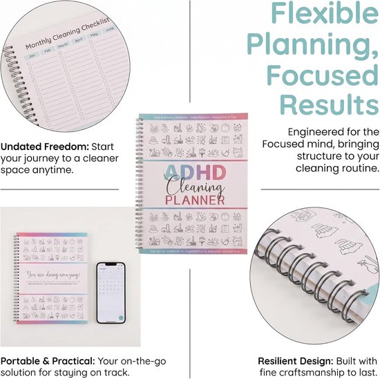 Undated Cleaning Schedule Planner met Huiswerk Checklist voor Familie -vriendelijke Takenplanner voor Dagelijkse Wekelijkse Maandelijkse Organisatie van Huis Kantoor — afbeelding 2