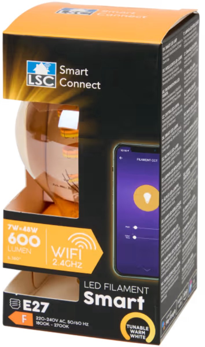 LSC Smart Connect slimme ledlamp - Dimbaar via app - Met spraakbesturing - Warm wit, Koud wit & Wit